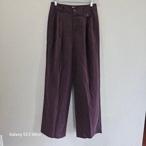 A New Day, sz 4, burgandy lightweight, Baggy, y2k wide leg pants, Rayon blend